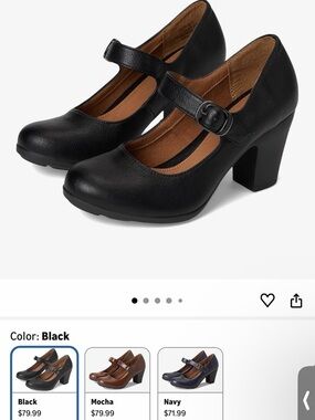 Sofft Black Leather Mary Jane heels size 7M like new